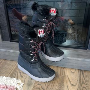 Pajar tall black zip snow boot with fur trim